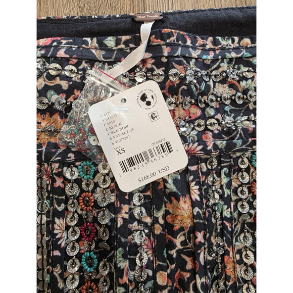 NWT Free People Embellished Miniskirt Size XS Beaded Boho Festival Floral $168 - Picture 8 of 9